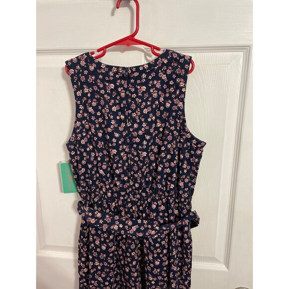 Copper Key Navy Blue Floral Sleeveless Jumpsuit Size L New With Tags - Picture 5 of 8